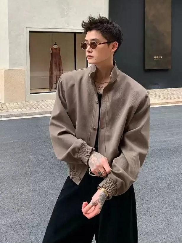 Cui Ruched Hem Buttoned Jacket-korean-fashion-Jacket-Cui's Closet-OH Garments