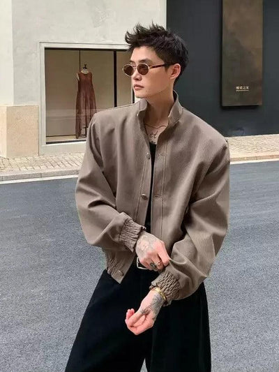 Cui Ruched Hem Buttoned Jacket-korean-fashion-Jacket-Cui's Closet-OH Garments