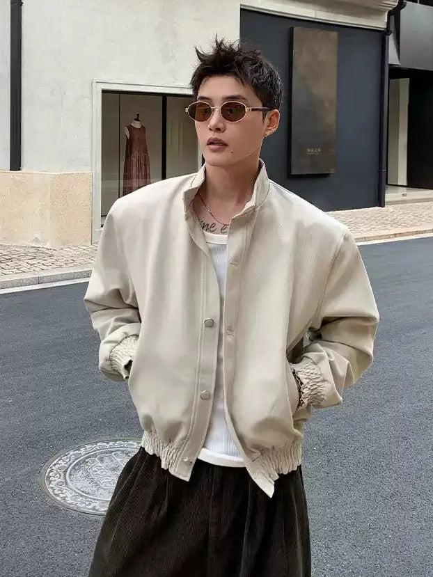 Cui Ruched Hem Buttoned Jacket-korean-fashion-Jacket-Cui's Closet-OH Garments