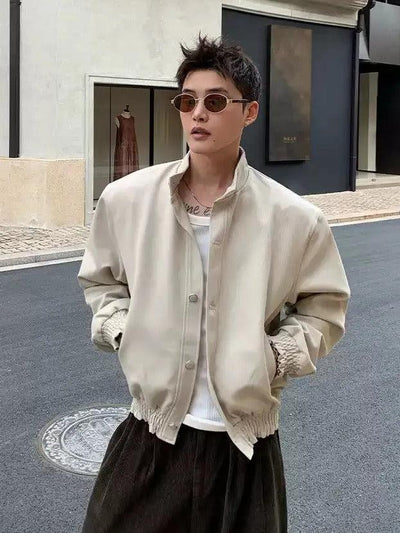 Cui Ruched Hem Buttoned Jacket-korean-fashion-Jacket-Cui's Closet-OH Garments