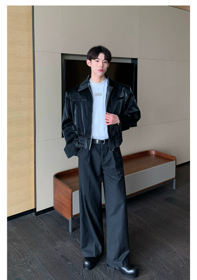 Cui Ruched Hem PU Leather Jacket-korean-fashion-Jacket-Cui's Closet-OH Garments