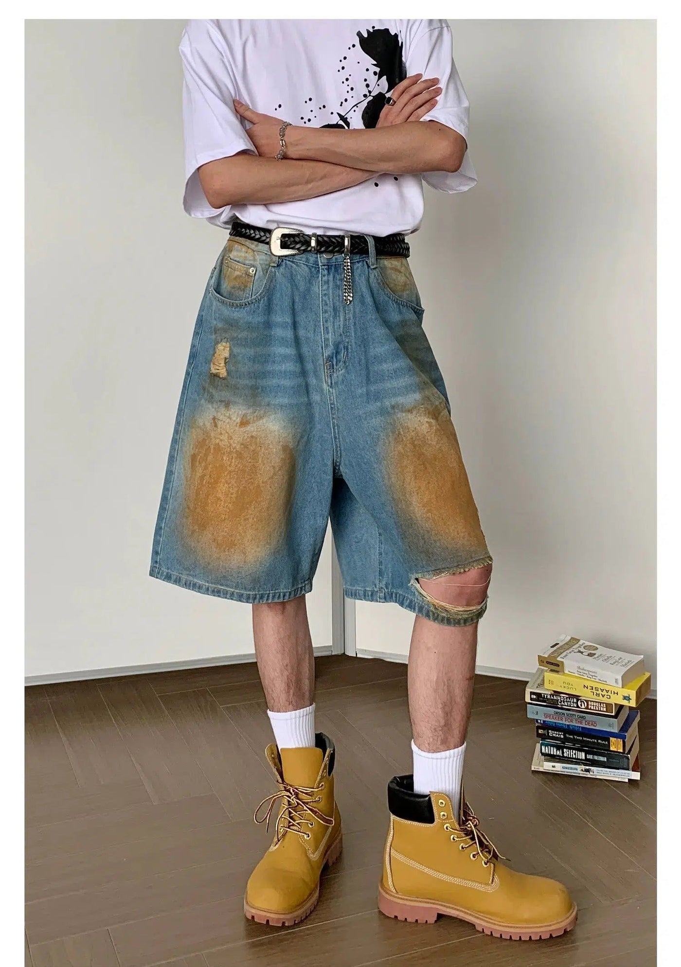 Cui Rust Distressed Denim Shorts-korean-fashion-Shorts-Cui's Closet-OH Garments