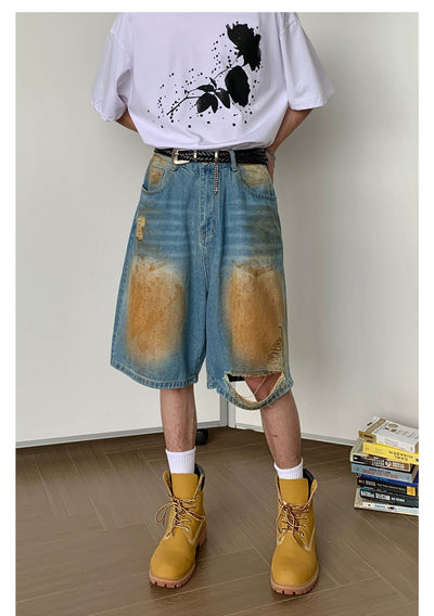 Cui Rust Distressed Denim Shorts-korean-fashion-Shorts-Cui's Closet-OH Garments