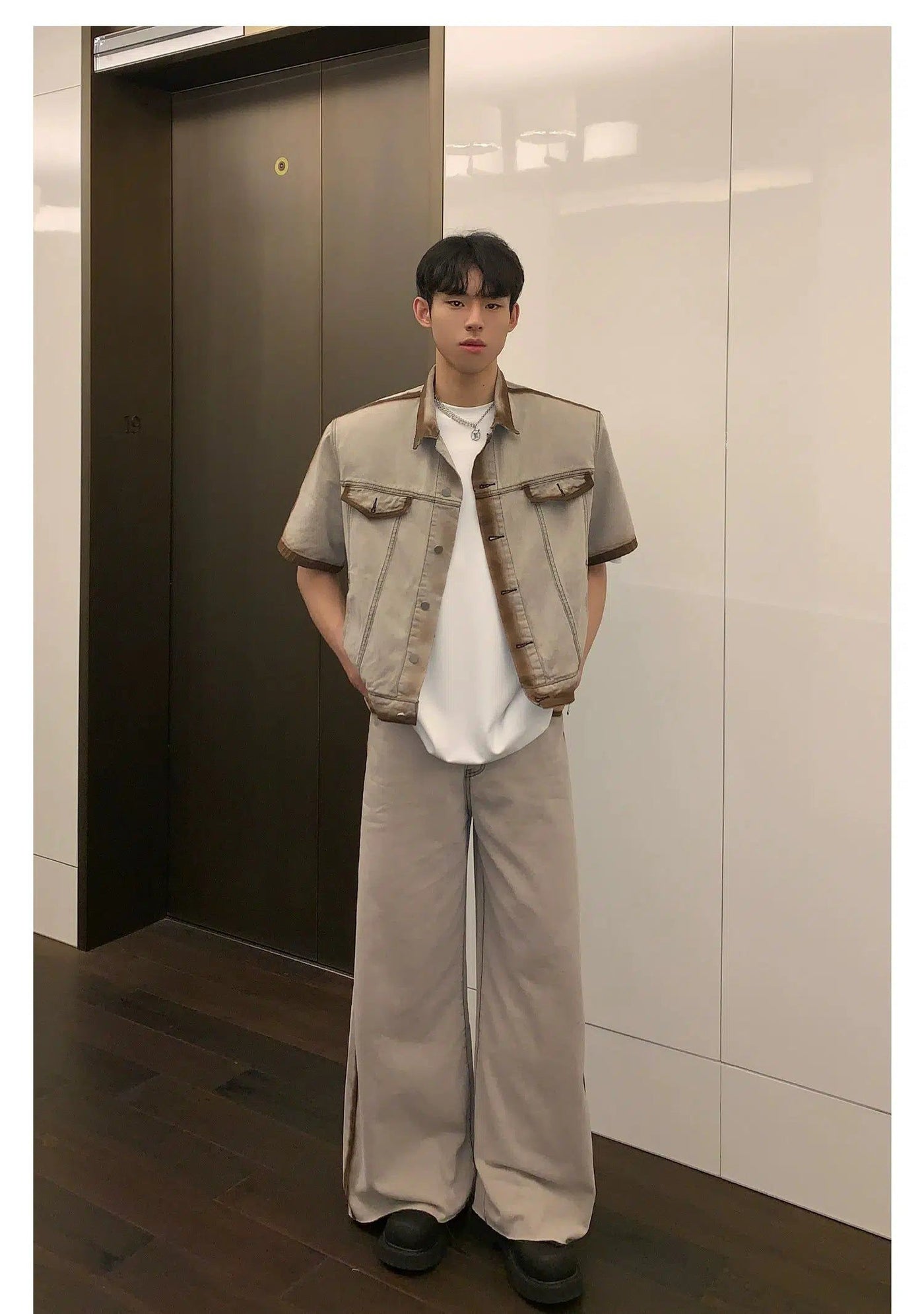 Cui Rustic Outline Denim Jacket & Jeans Set-korean-fashion-Clothing Set-Cui's Closet-OH Garments