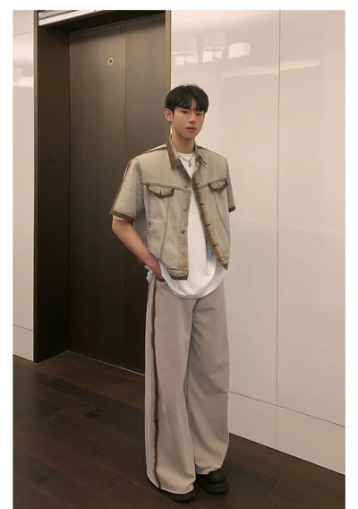 Cui Rustic Outline Denim Jacket & Jeans Set-korean-fashion-Clothing Set-Cui's Closet-OH Garments