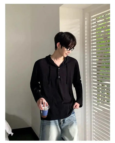 Cui Sheer Drawstring Hooded T-Shirt-korean-fashion-Sweater-Cui's Closet-OH Garments