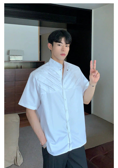 Cui Shoulder Pad Pleated Shirt-korean-fashion-Shirt-Cui's Closet-OH Garments