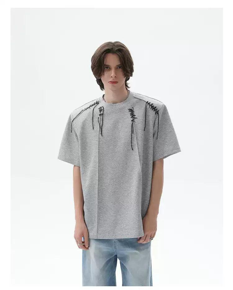 Cui Shoulder Pad Tassel Detail T-Shirt-korean-fashion-T-Shirt-Cui's Closet-OH Garments