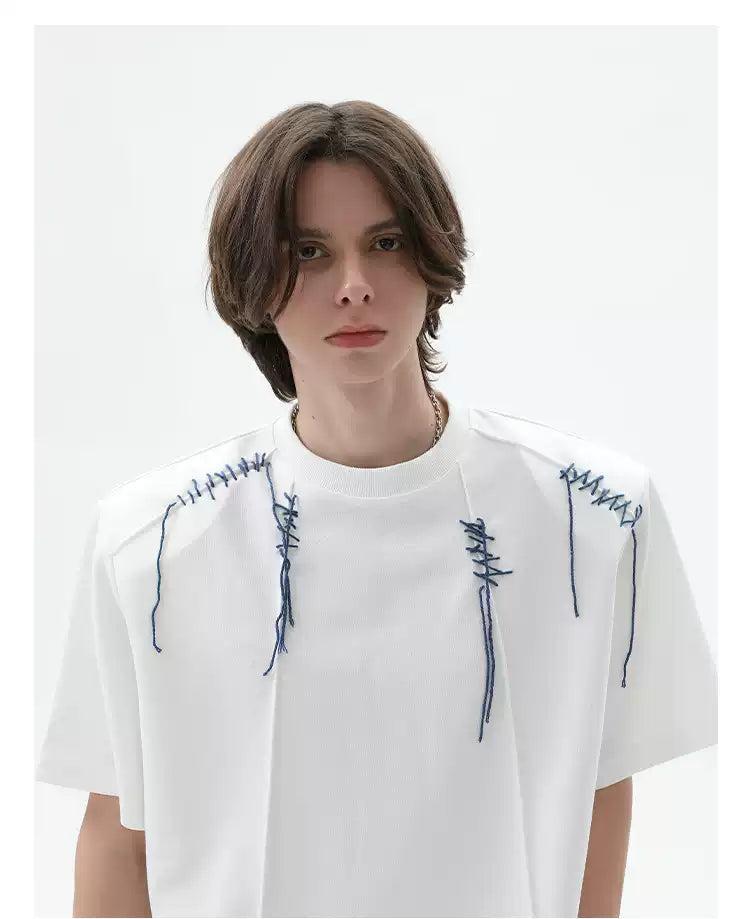 Cui Shoulder Pad Tassel Detail T-Shirt-korean-fashion-T-Shirt-Cui's Closet-OH Garments