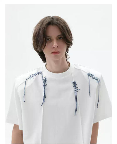 Cui Shoulder Pad Tassel Detail T-Shirt-korean-fashion-T-Shirt-Cui's Closet-OH Garments