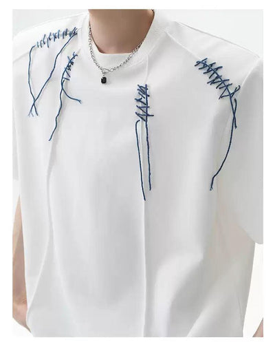 Cui Shoulder Pad Tassel Detail T-Shirt-korean-fashion-T-Shirt-Cui's Closet-OH Garments