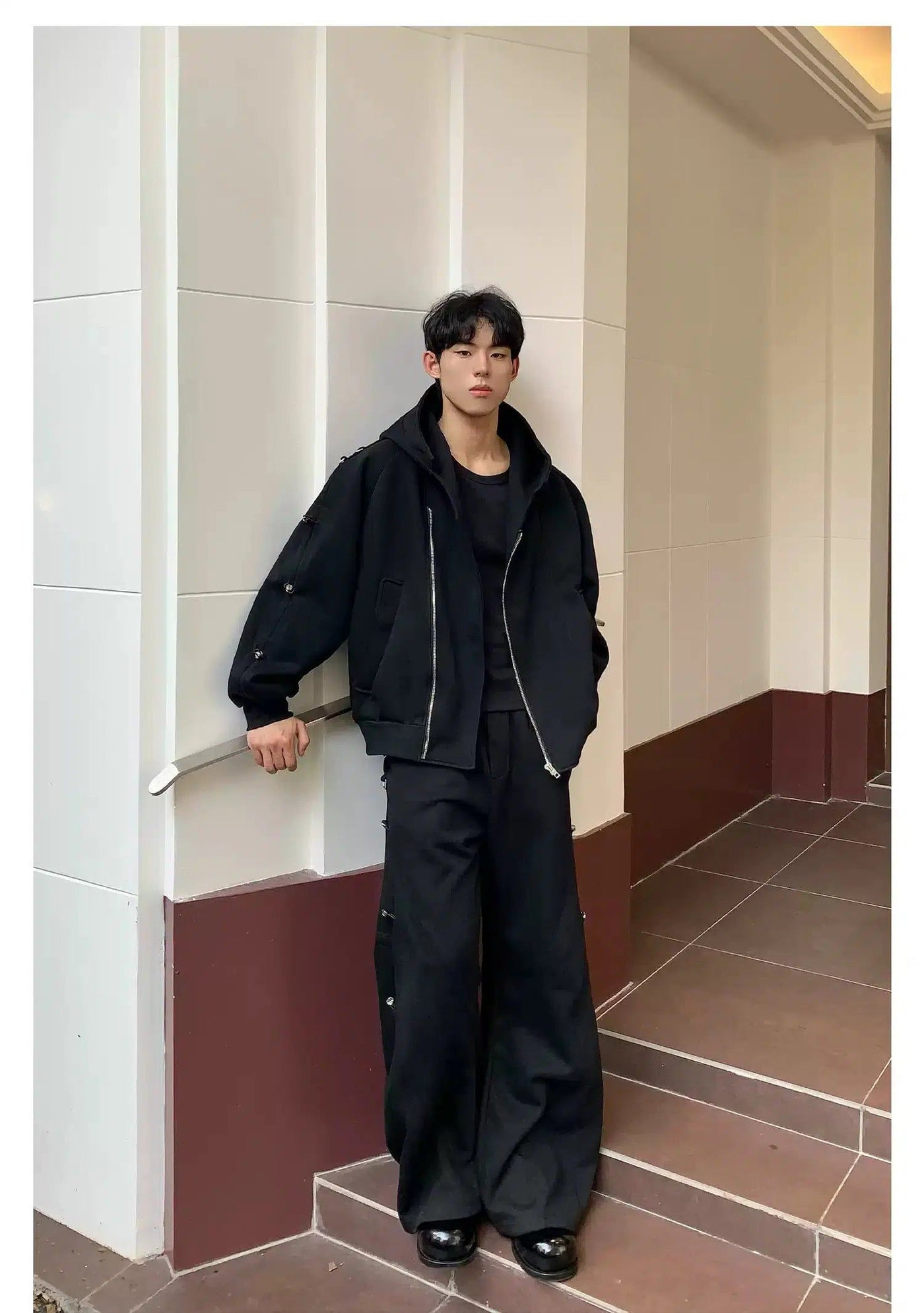 Cui Side Metal Rings Hoodie & Wide Sweatpants Set-korean-fashion-Clothing Set-Cui's Closet-OH Garments