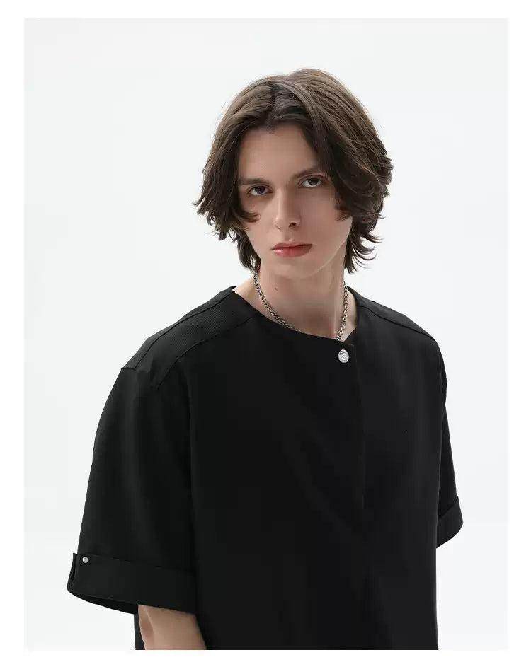 Cui Single-Button Clean Fit T-Shirt-korean-fashion-T-Shirt-Cui's Closet-OH Garments