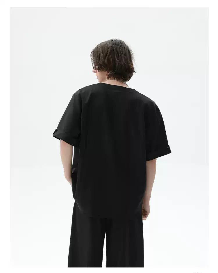Cui Single-Button Clean Fit T-Shirt-korean-fashion-T-Shirt-Cui's Closet-OH Garments