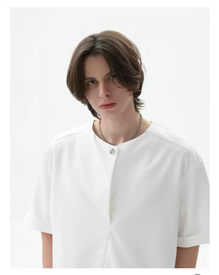 Cui Single-Button Clean Fit T-Shirt-korean-fashion-T-Shirt-Cui's Closet-OH Garments