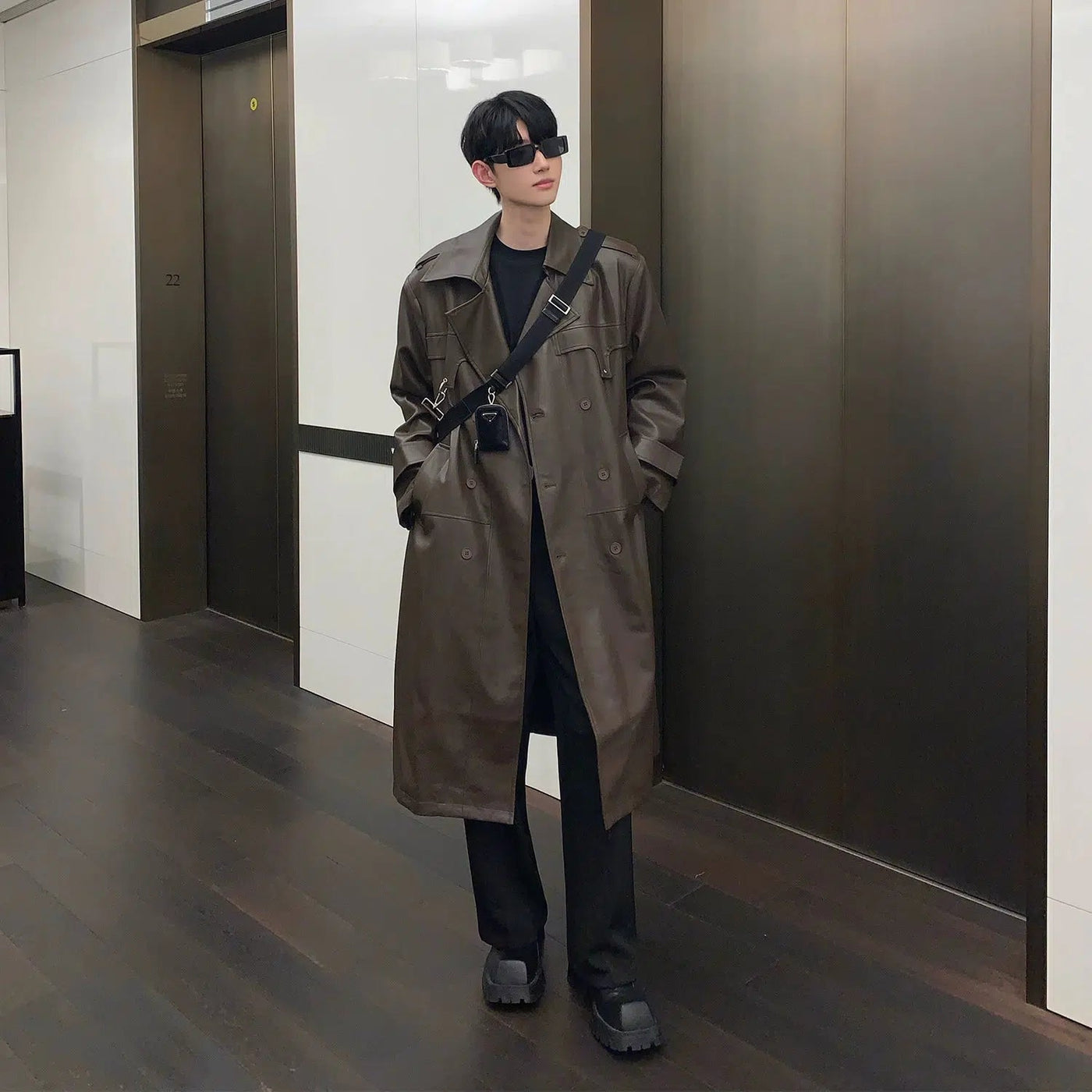 Cui Sleek & Chic PU Leather Overcoat-korean-fashion-Long Coat-Cui's Closet-OH Garments