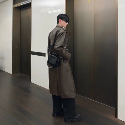 Cui Sleek & Chic PU Leather Overcoat-korean-fashion-Long Coat-Cui's Closet-OH Garments