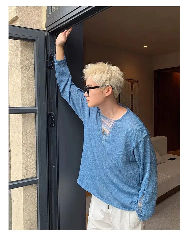Cui Sleek Distressed Sweater-korean-fashion-Sweater-Cui's Closet-OH Garments