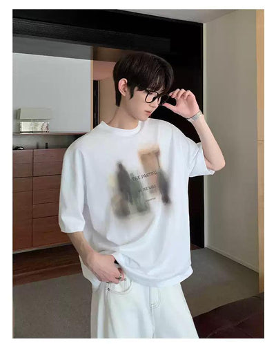Cui Smudged Colors Print T-Shirt-korean-fashion-T-Shirt-Cui's Closet-OH Garments