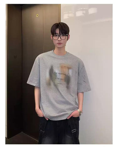 Cui Smudged Colors Print T-Shirt-korean-fashion-T-Shirt-Cui's Closet-OH Garments