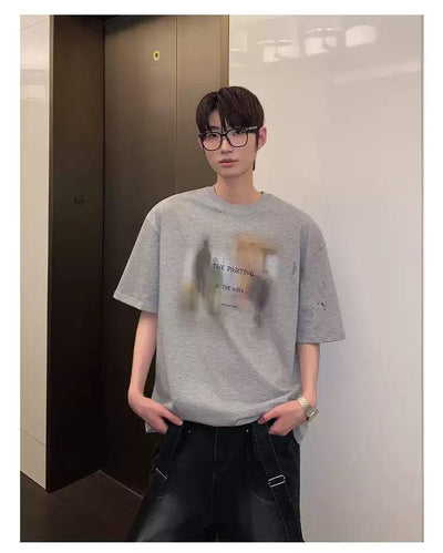 Cui Smudged Colors Print T-Shirt-korean-fashion-T-Shirt-Cui's Closet-OH Garments