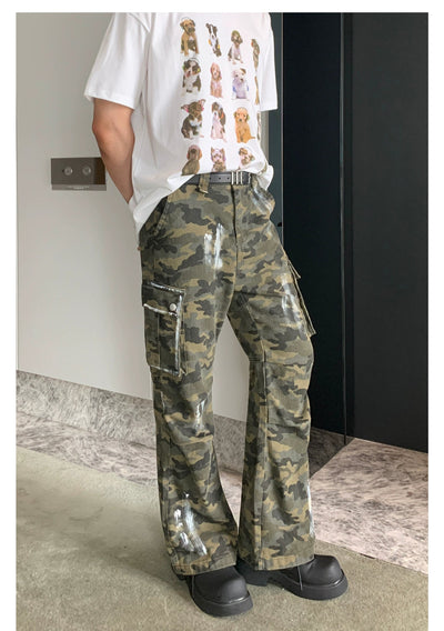 Cui Smudged Detail Camouflage Jeans-korean-fashion-Jeans-Cui's Closet-OH Garments