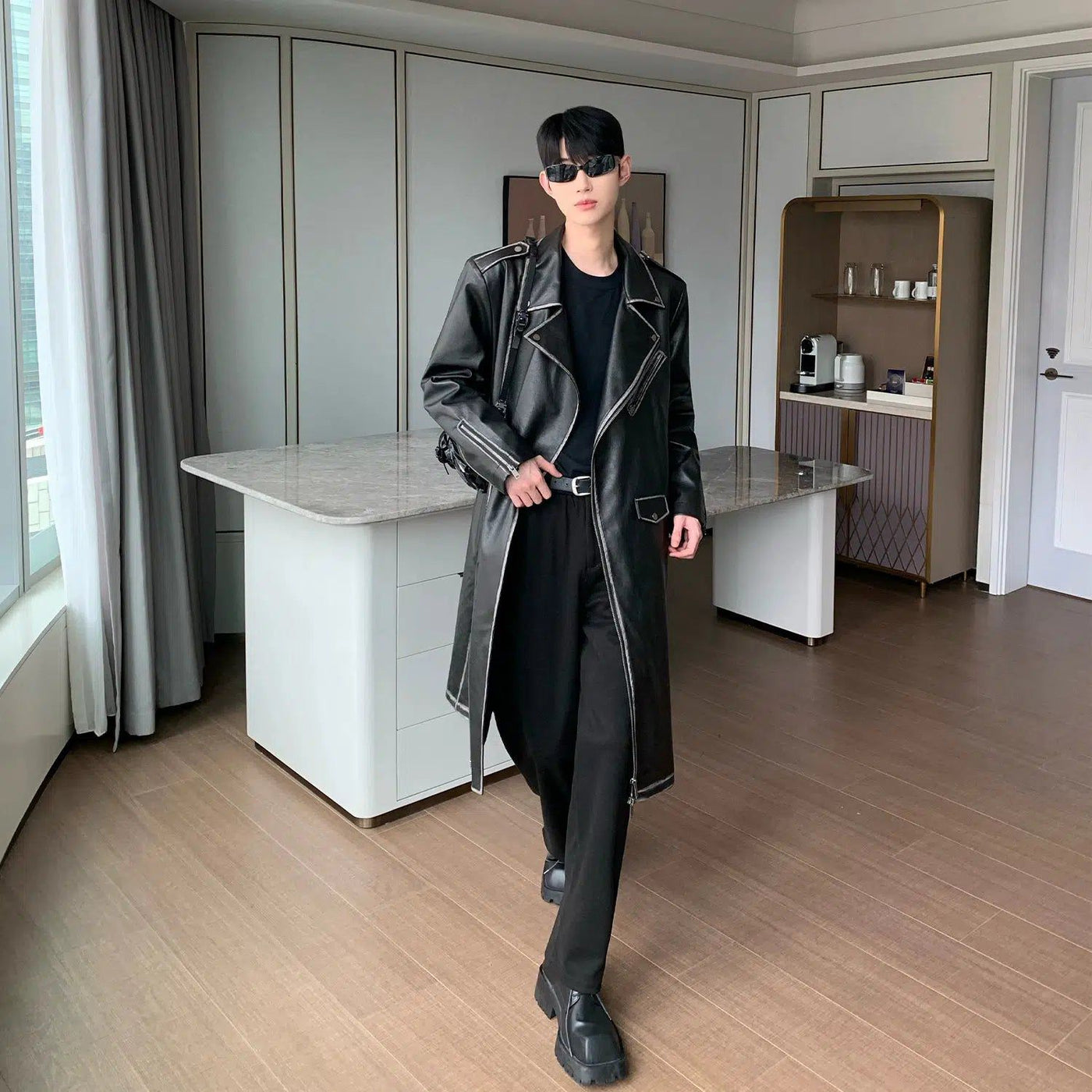 Cui Smudgy Outline PU Leather Jacket-korean-fashion-Jacket-Cui's Closet-OH Garments