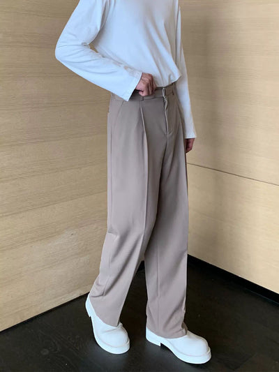 Cui Solid Belt Strap Trousers-korean-fashion-Trousers-Cui's Closet-OH Garments