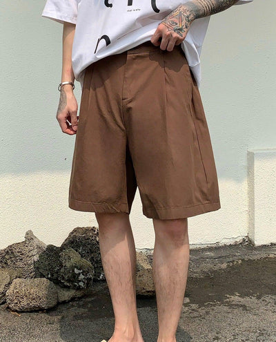 Cui Solid Color Buttoned Shirt & Wide Leg Shorts Set-korean-fashion-Clothing Set-Cui's Closet-OH Garments