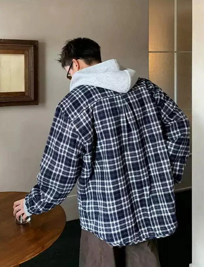 Cui Spliced Checkered Hooded Jacket-korean-fashion-Hoodie-Cui's Closet-OH Garments