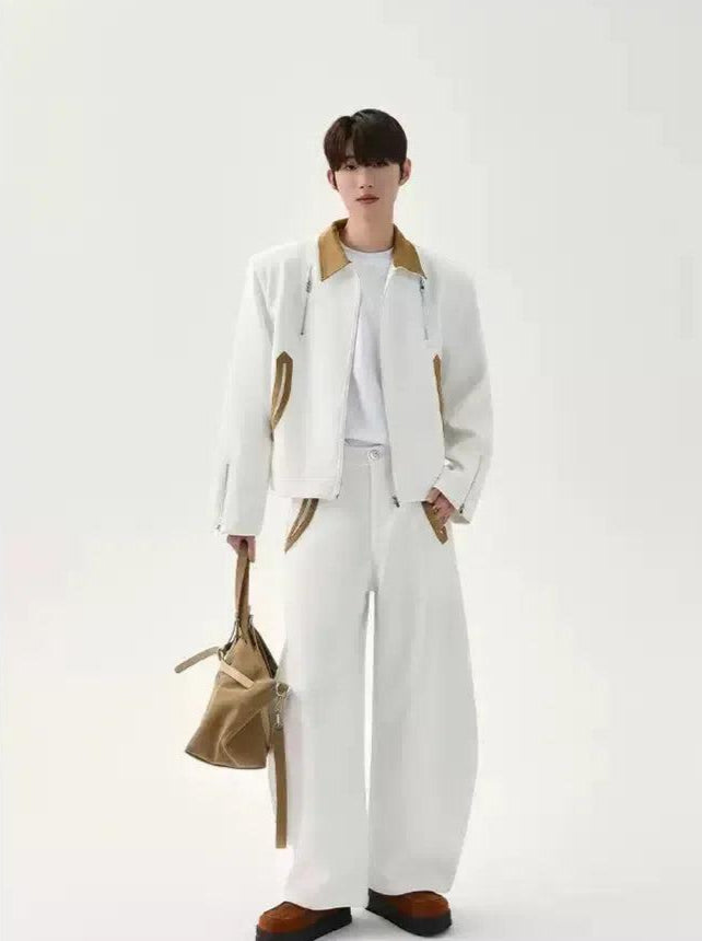 Cui Spliced Color Neat Blazer & Pants Set-korean-fashion-Clothing Set-Cui's Closet-OH Garments