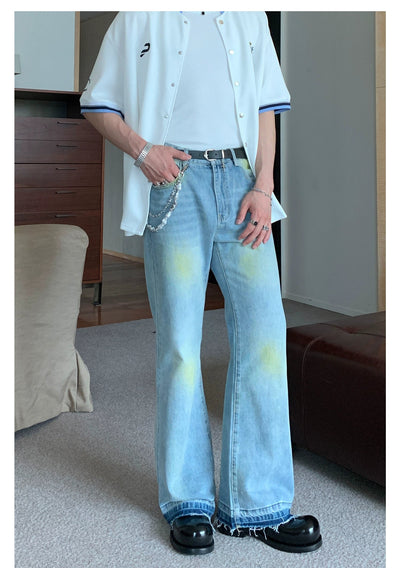 Cui Spray Paint Raw Edge Jeans-korean-fashion-Jeans-Cui's Closet-OH Garments