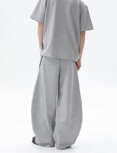 Cui Stand Collar Contrast Line Half-Zip & Structured Scimitar Sweatpants Set-korean-fashion-Clothing Set-Cui's Closet-OH Garments