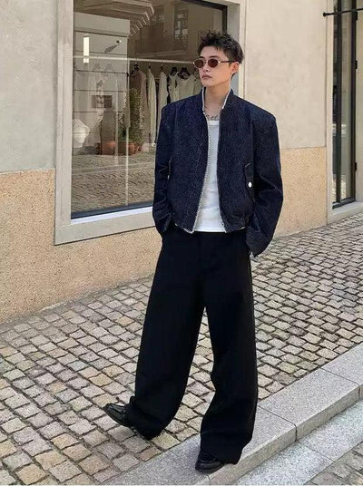 Cui Stitched Contrast Full-Zip Denim Jacket-korean-fashion-Jacket-Cui's Closet-OH Garments