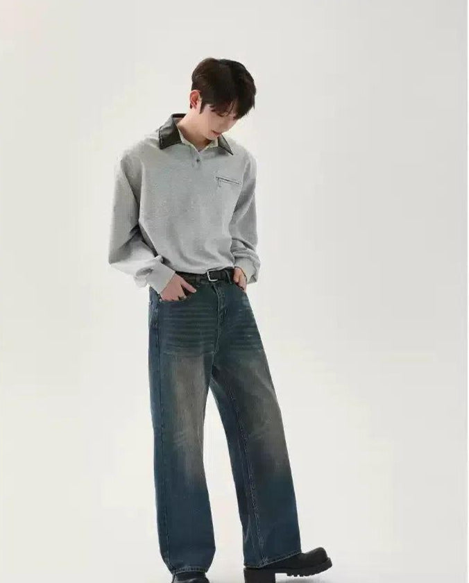 Cui Straight Leg Whiskers Bootcut Jeans-korean-fashion-Jeans-Cui's Closet-OH Garments