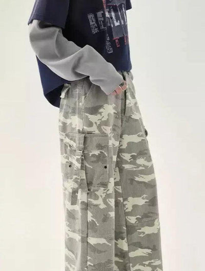 Cui Strap Belt Pocket Camouflage Pants-korean-fashion-Pants-Cui's Closet-OH Garments