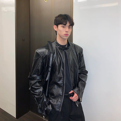 Cui Straps Multi-Zip PU Leather Jacket-korean-fashion-Jacket-Cui's Closet-OH Garments