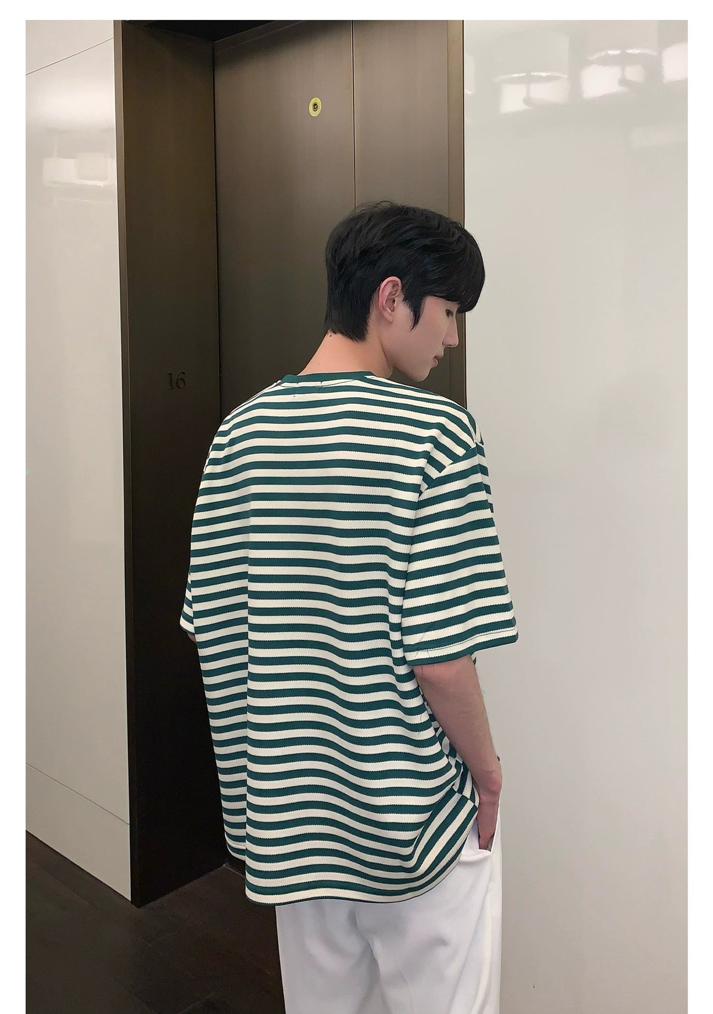 Cui Striped Front Pocket T-Shirt-korean-fashion-T-Shirt-Cui's Closet-OH Garments