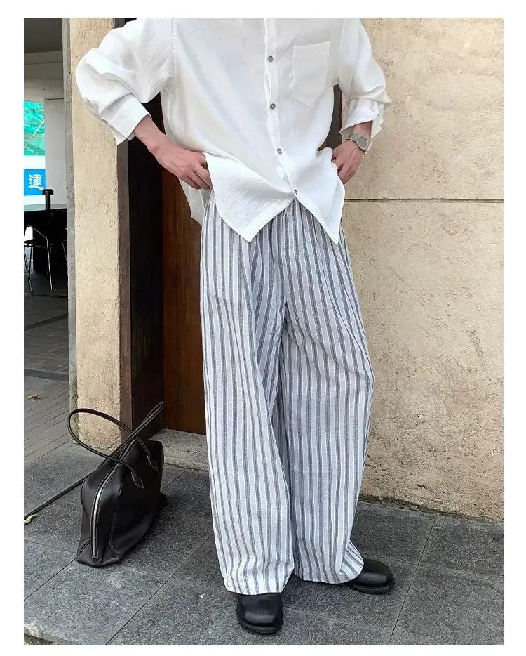 Cui Striped Loose Fit Pants-korean-fashion-Pants-Cui's Closet-OH Garments
