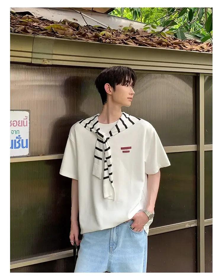 Cui Striped Sleeves Layer T-Shirt-korean-fashion-T-Shirt-Cui's Closet-OH Garments