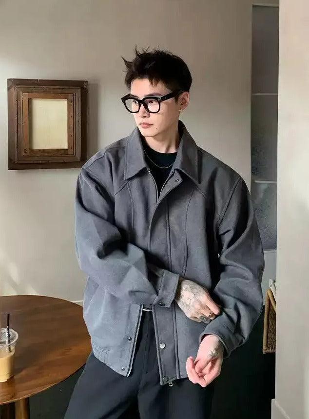 Cui Structured Collared Full-Zip Jacket-korean-fashion-Jacket-Cui's Closet-OH Garments