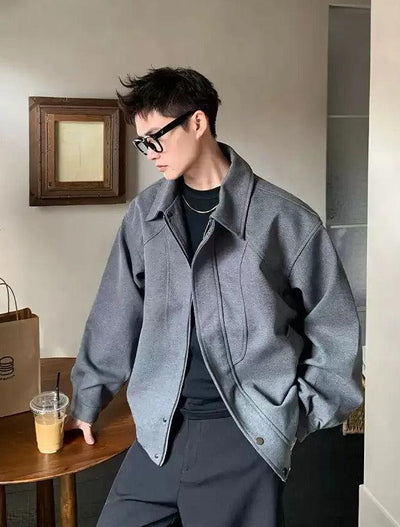 Cui Structured Collared Full-Zip Jacket-korean-fashion-Jacket-Cui's Closet-OH Garments