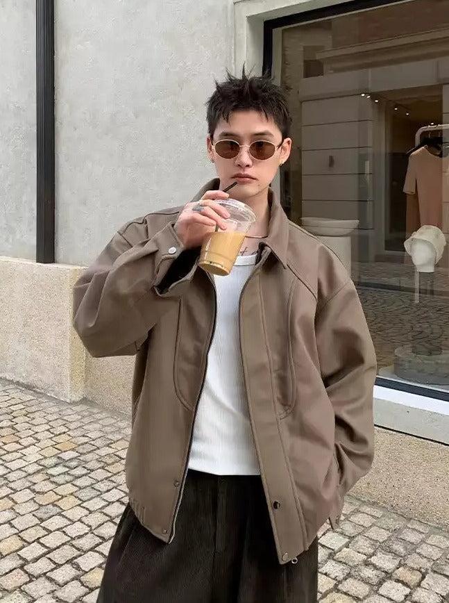 Cui Structured Collared Full-Zip Jacket-korean-fashion-Jacket-Cui's Closet-OH Garments