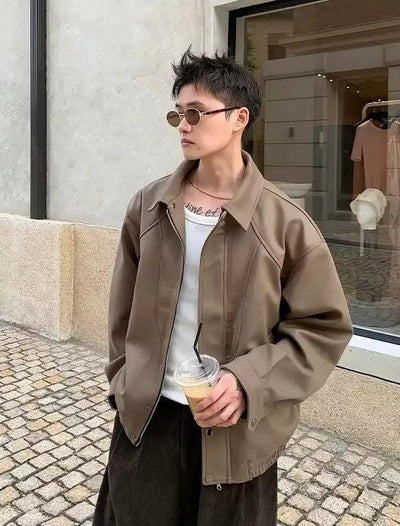 Cui Structured Collared Full-Zip Jacket-korean-fashion-Jacket-Cui's Closet-OH Garments