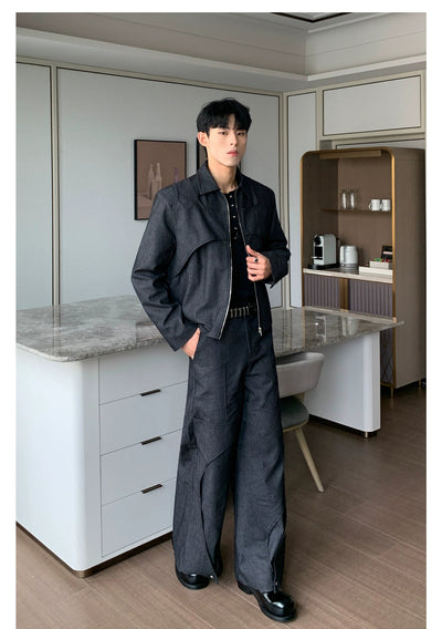 Cui Structured Cut Jacket & Wide Pants Set-korean-fashion-Clothing Set-Cui's Closet-OH Garments