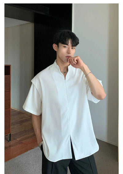 Cui Structured Slit Detail Zipped Shirt-korean-fashion-Shirt-Cui's Closet-OH Garments