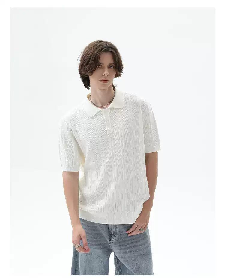 Cui Textured Rib Knit Polo-korean-fashion-Polo-Cui's Closet-OH Garments