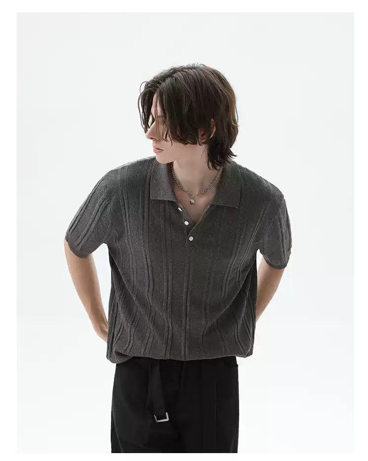 Cui Textured Rib Knit Polo-korean-fashion-Polo-Cui's Closet-OH Garments