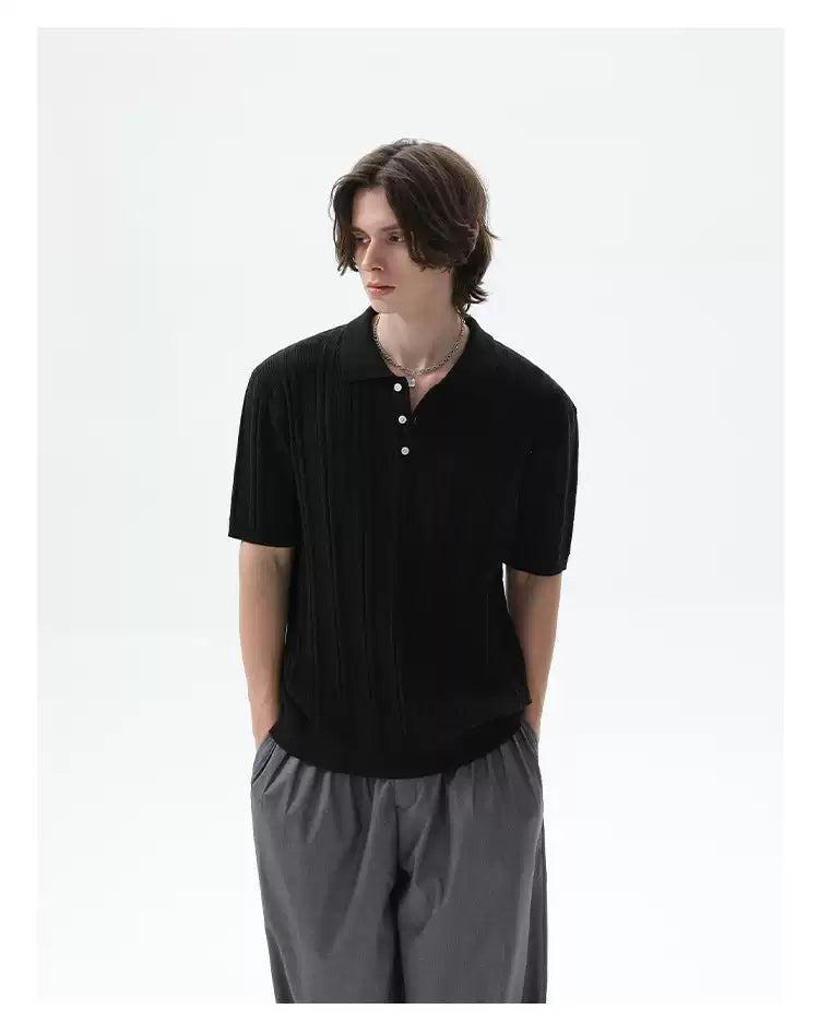 Cui Textured Rib Knit Polo-korean-fashion-Polo-Cui's Closet-OH Garments