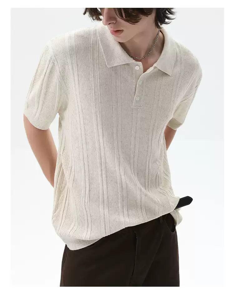 Cui Textured Rib Knit Polo-korean-fashion-Polo-Cui's Closet-OH Garments